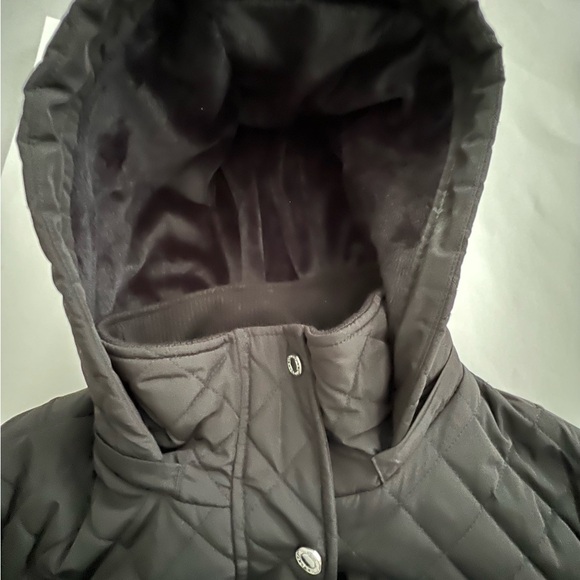 Calvin Klein Women Med Hooded Black Quilted Pea Coat Front Zip/Button Closure - Picture 14 of 16